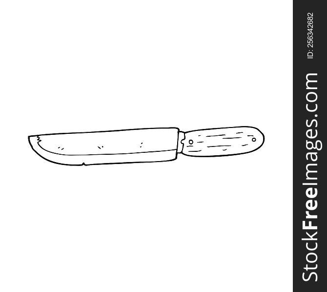 freehand drawn black and white cartoon knife