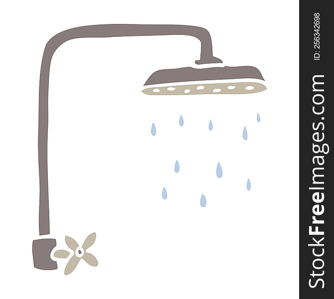 flat color illustration cartoon shower head