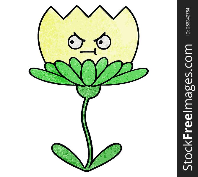 Retro Grunge Texture Cartoon Flower