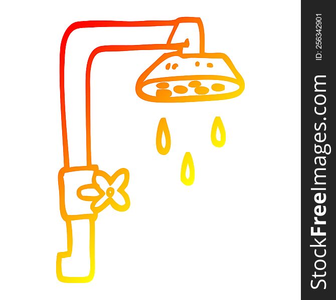 Warm Gradient Line Drawing Cartoon Shower Head