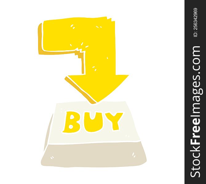 flat color illustration of computer key buy symbol. flat color illustration of computer key buy symbol