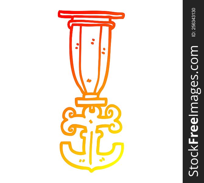 warm gradient line drawing of a cartoon sailor medal