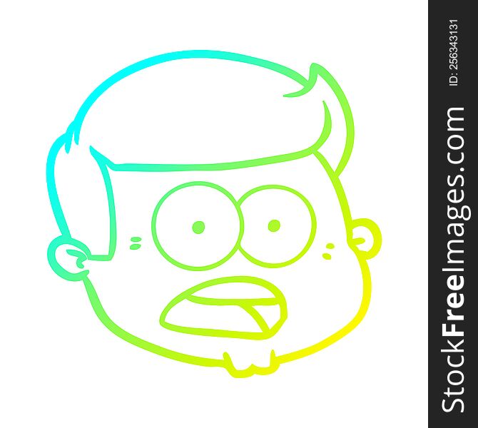 Cold Gradient Line Drawing Cartoon Male Face