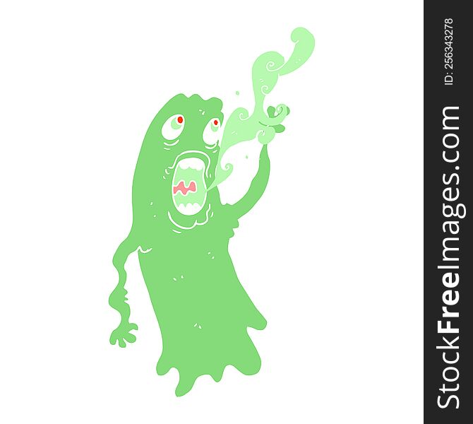 Flat Color Illustration Of A Cartoon Ghost