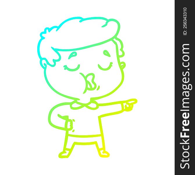 cold gradient line drawing of a cartoon man talking