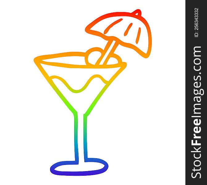 Rainbow Gradient Line Drawing Cartoon Cocktail