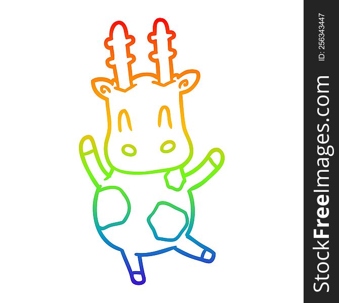 Rainbow Gradient Line Drawing Cute Giraffe