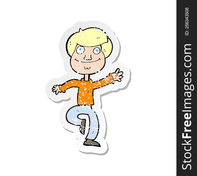Retro Distressed Sticker Of A Cartoon Dancing Man