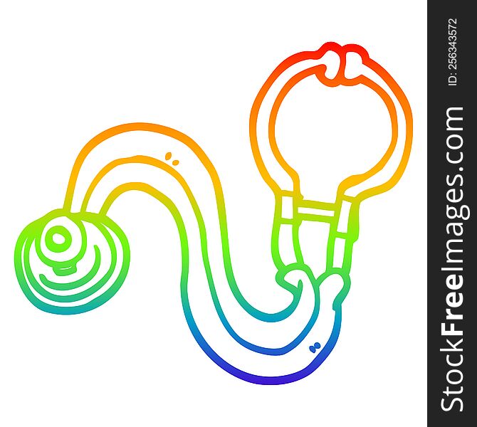 rainbow gradient line drawing of a cartoon doctors stethoscope