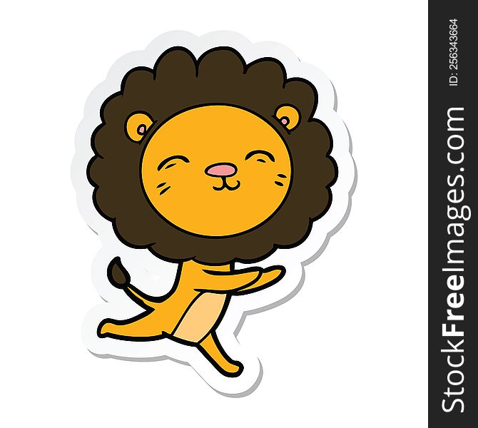 Sticker Of A Cartoon Running Lion