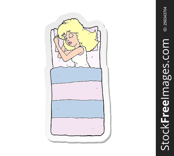 Sticker Of A Cartoon Sleeping Woman