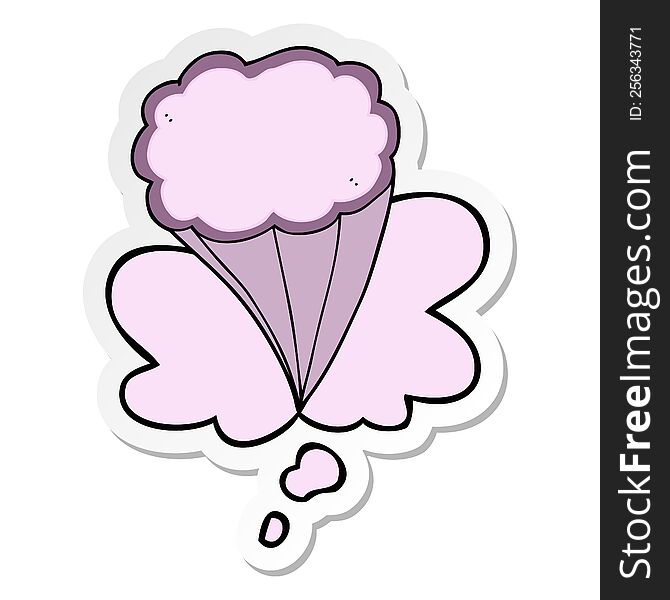 Cartoon Decorative Cloud And Thought Bubble As A Printed Sticker