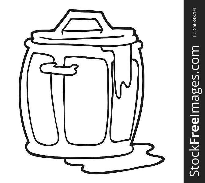 freehand drawn black and white cartoon dirty garbage can