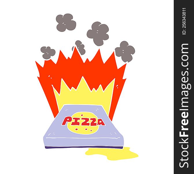 Flat Color Illustration Of A Cartoon Amazing Pizza