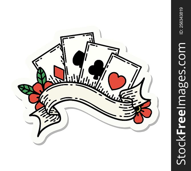 sticker of tattoo in traditional style of cards and banner. sticker of tattoo in traditional style of cards and banner