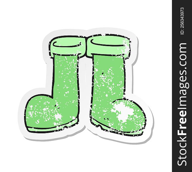 retro distressed sticker of a cartoon wellington boots