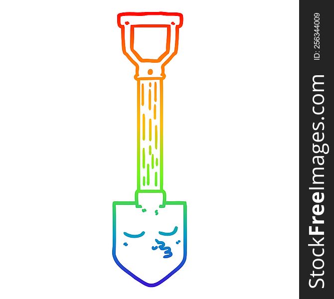Rainbow Gradient Line Drawing Cartoon Shovel