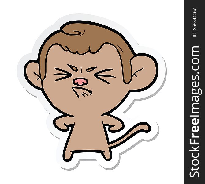 Sticker Of A Cartoon Angry Monkey