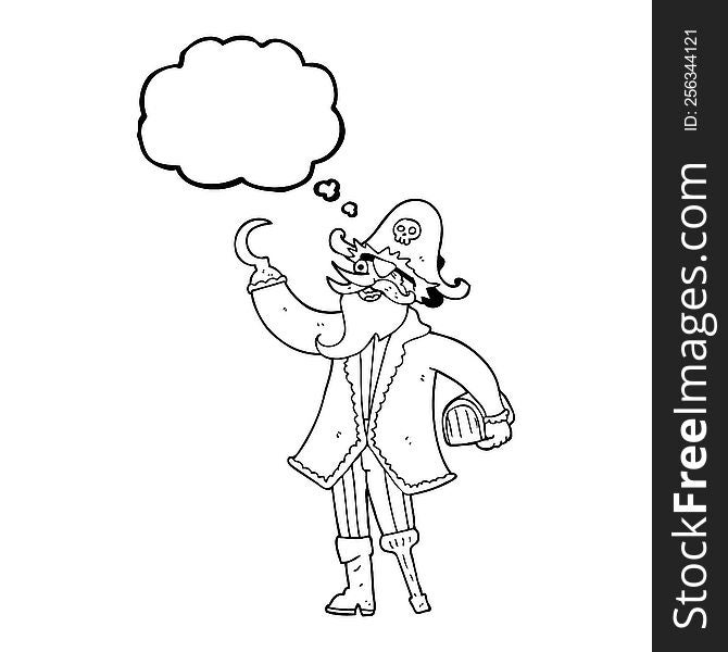 freehand drawn thought bubble cartoon pirate captain