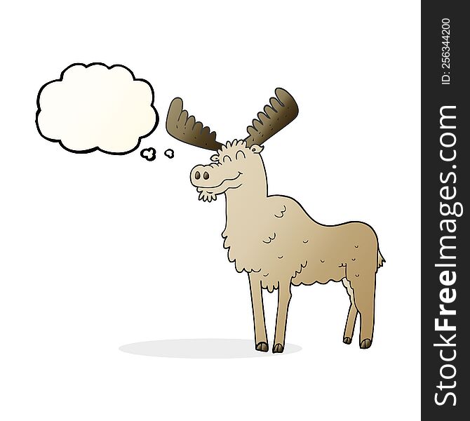 freehand drawn thought bubble cartoon moose