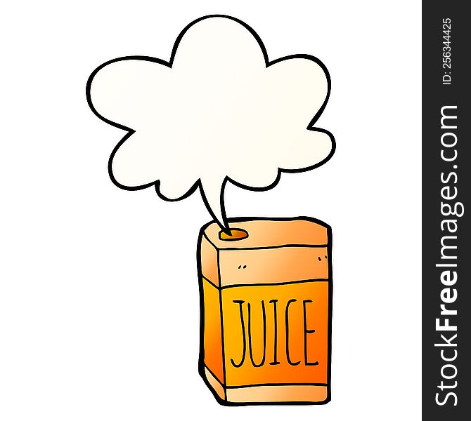 cartoon juice box with speech bubble in smooth gradient style