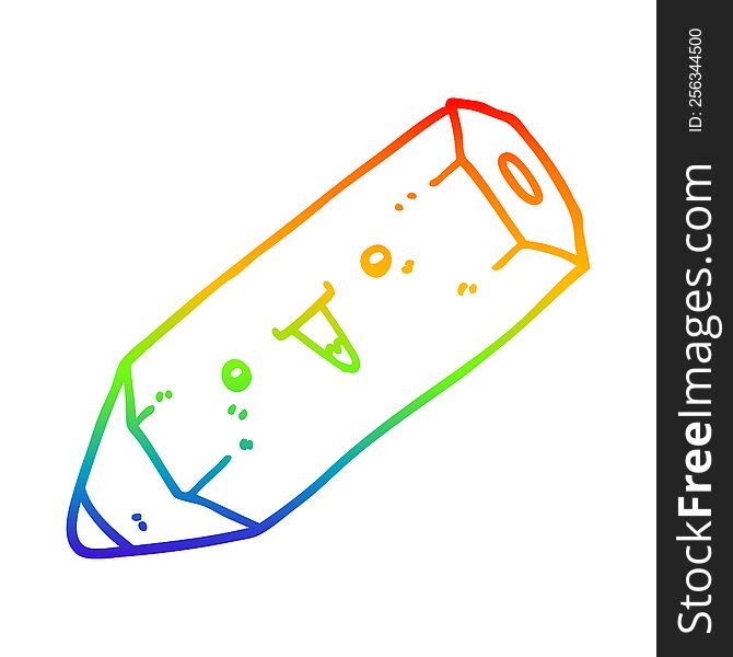 rainbow gradient line drawing of a cute cartoon pencil