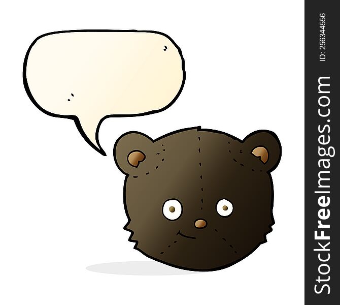 Cartoon Black Bear Head With Speech Bubble