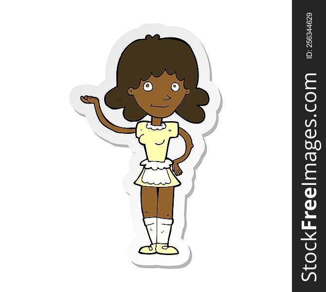 Sticker Of A Cartoon Maid