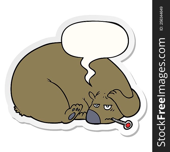 Cartoon Bear And A Sore Head And Speech Bubble Sticker