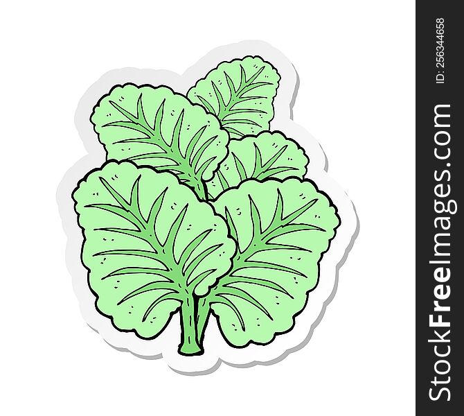 Sticker Of A Cartoon Cabbage Leaves