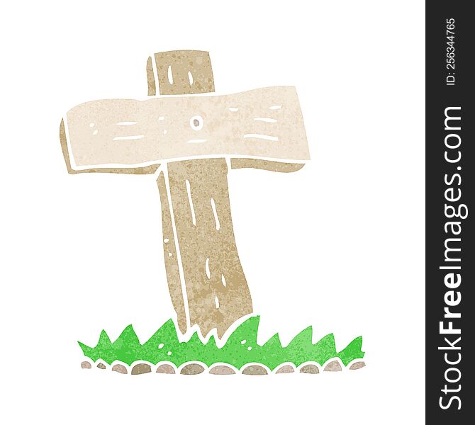 Cartoon Wooden Cross Grave