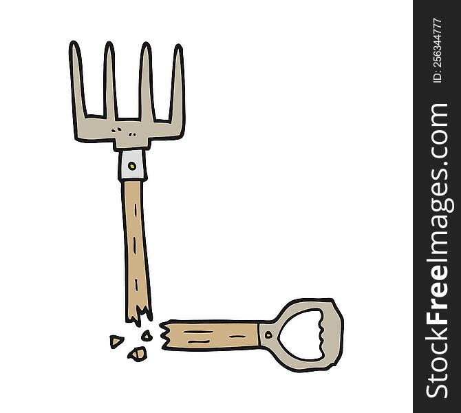 cartoon broken pitchfork