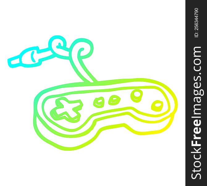 cold gradient line drawing of a cartoon games controller