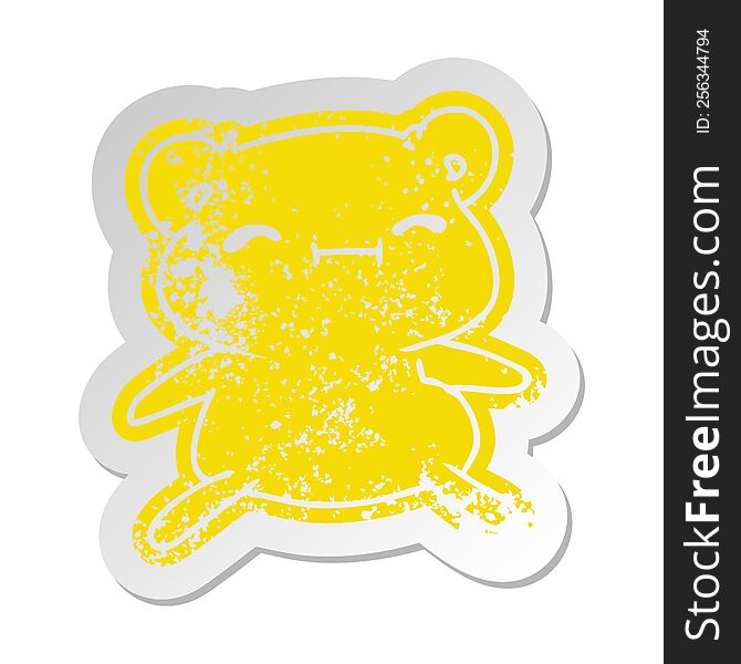 Distressed Old Sticker Kawaii Cute Teddy Bear