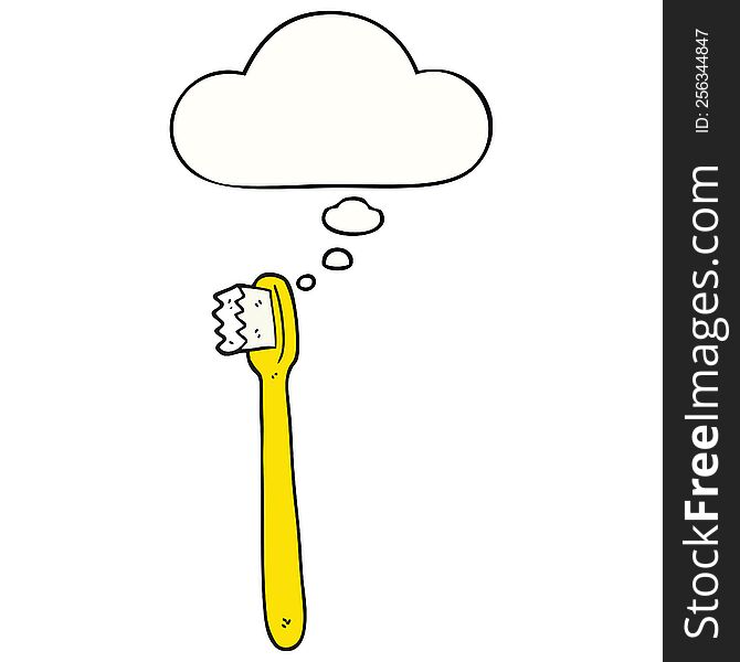 Cartoon Toothbrush And Thought Bubble