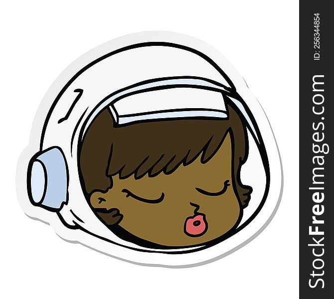 Sticker Of A Cartoon Astronaut Face
