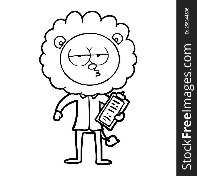 cartoon bored lion manager. cartoon bored lion manager