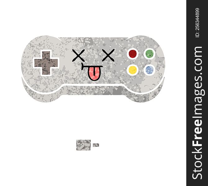 retro illustration style cartoon game controller