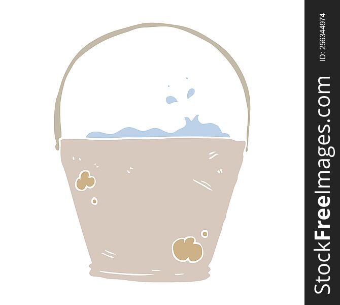 Flat Color Illustration Of A Cartoon Bucket