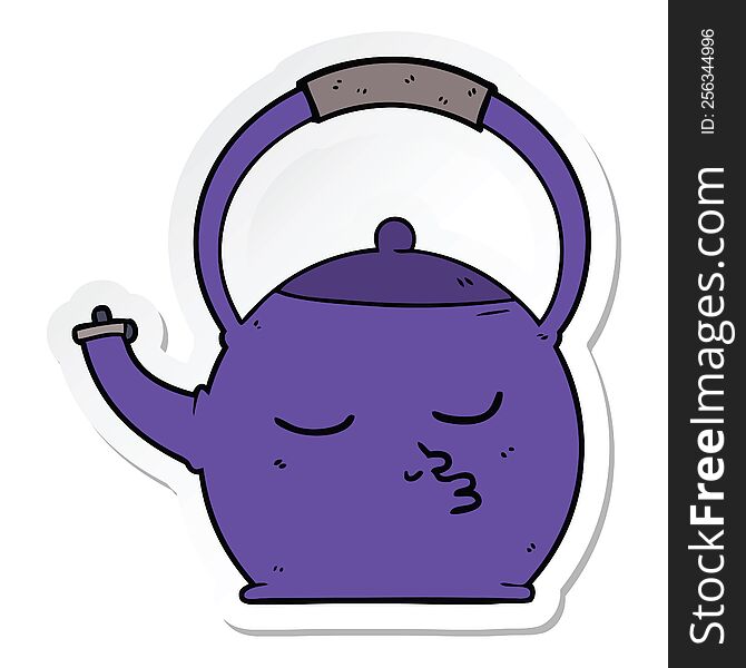 Sticker Of A Cartoon Kettle