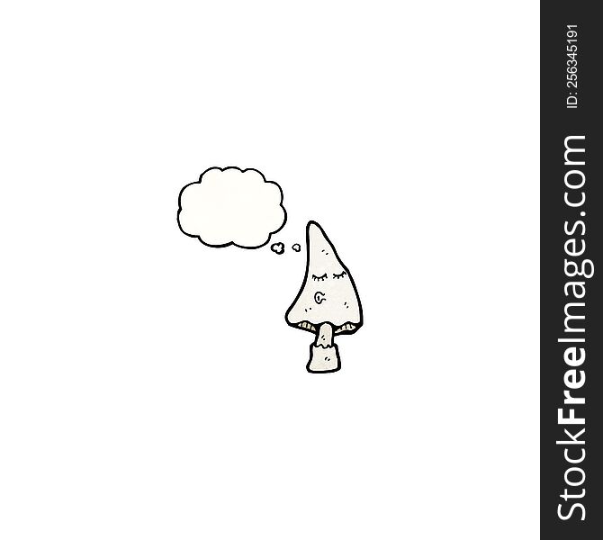 cartoon mushroom with thought bubble