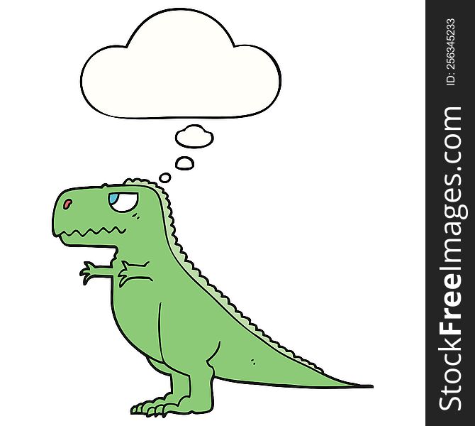 Cartoon Dinosaur And Thought Bubble