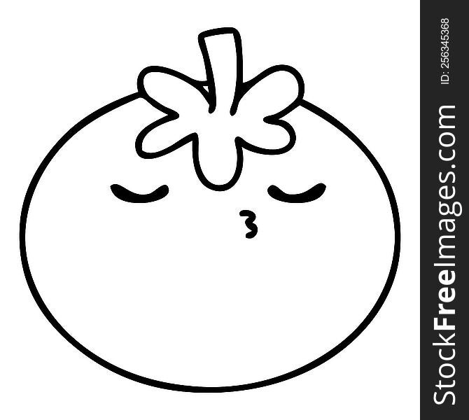 line doodle of a perfectly ripe tomato oh so good looking but it knows it too much