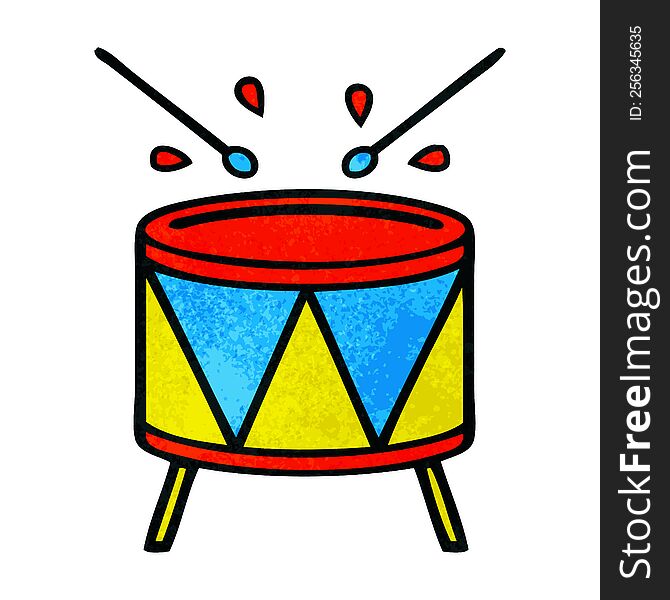 retro grunge texture cartoon of a beating drum