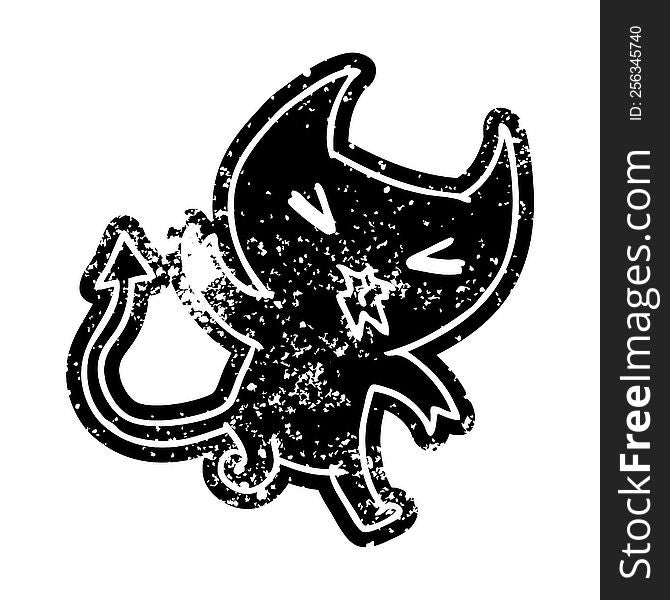 grunge distressed icon of a kawaii cute demon. grunge distressed icon of a kawaii cute demon