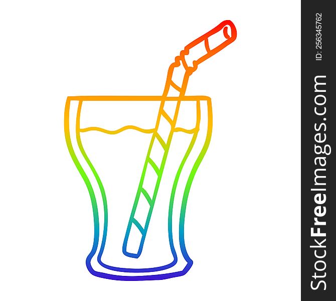 Rainbow Gradient Line Drawing Glass Of Cola