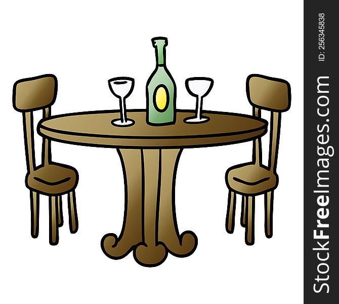 hand drawn gradient cartoon doodle dinner table and drinks