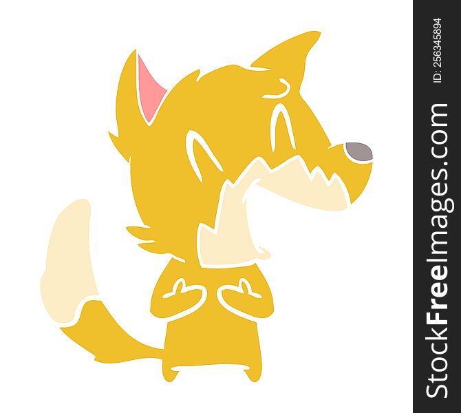 Laughing Fox Flat Color Style Cartoon