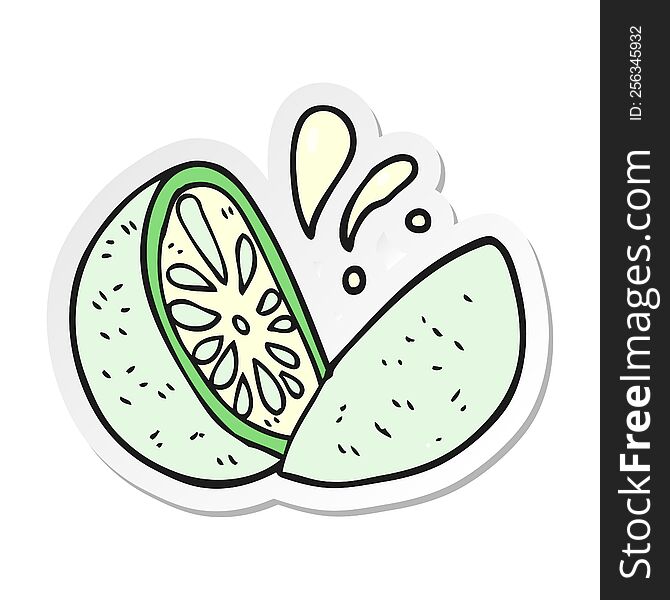 Sticker Of A Cartoon Melon