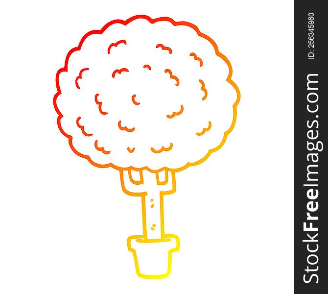 Warm Gradient Line Drawing Cartoon Tree